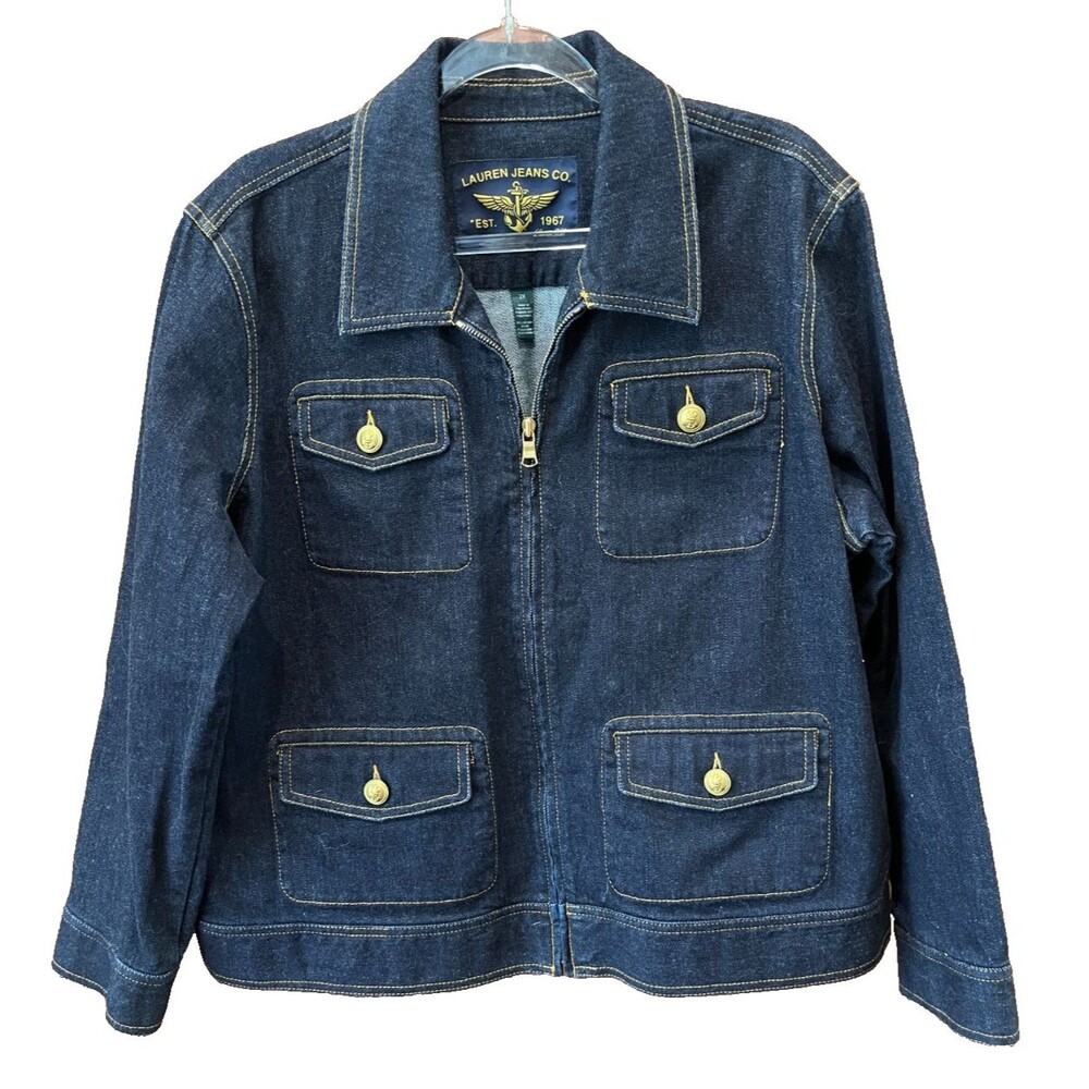 Lauren Jeans Co Size 2X Plus Denim Jacket Womens Dark Wash Pockets Ralph Lauren